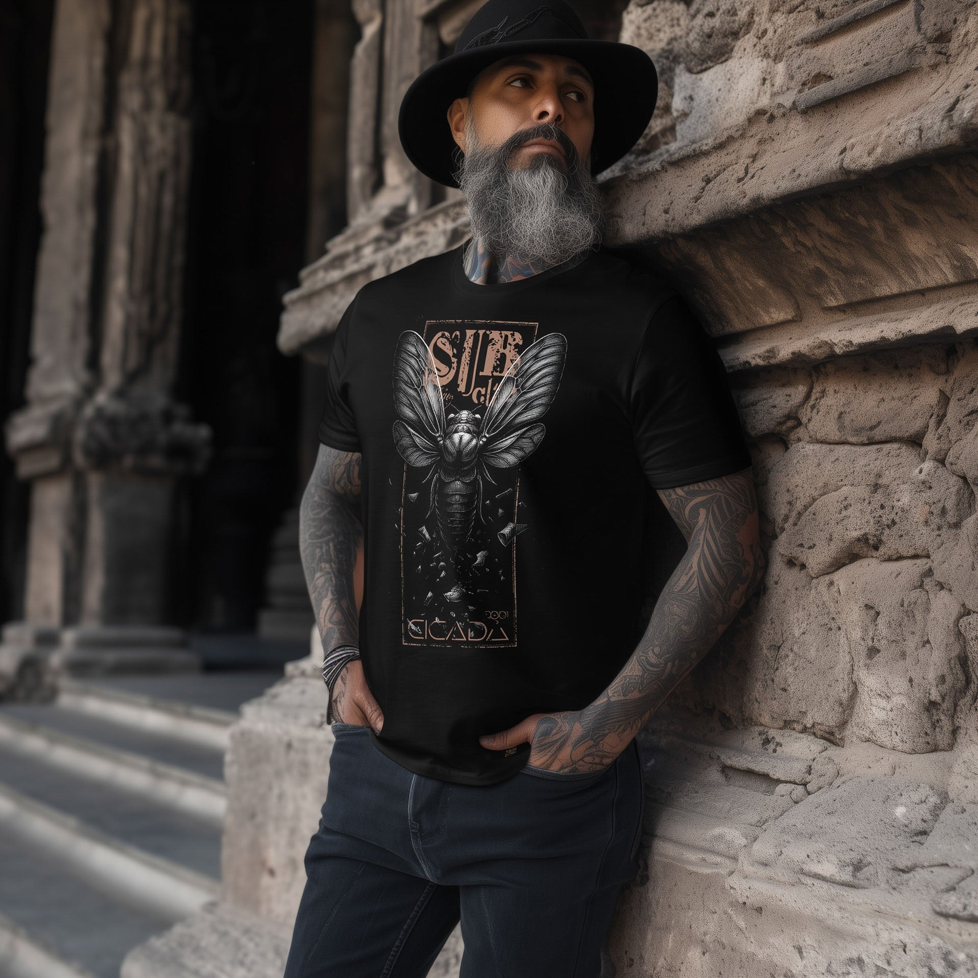 Cicada insect dark art shirt